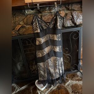 BCBGMaxAzria Black and Cream Lace Mini Dress